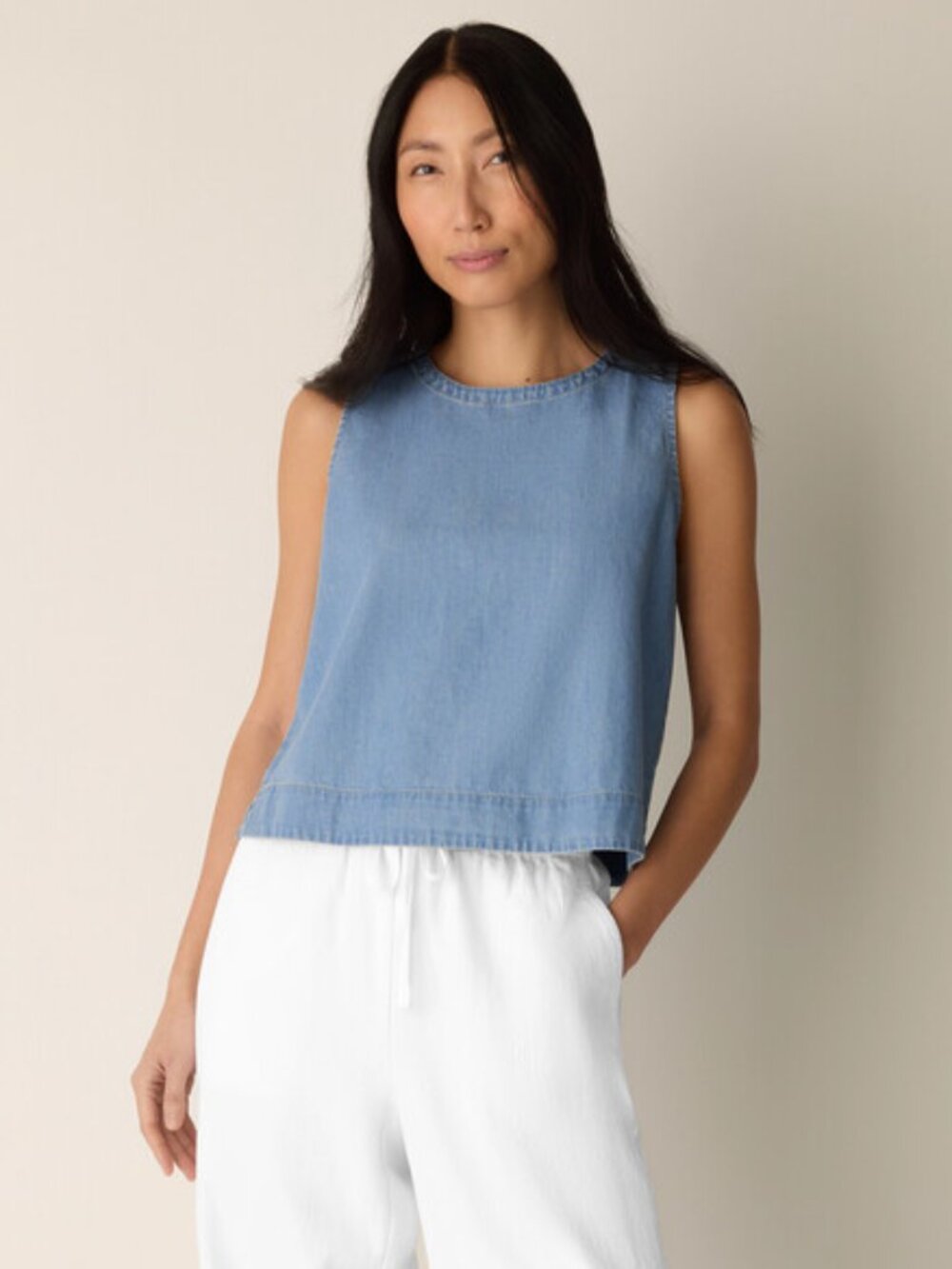NWT Eileen Fisher Lightweight Organic Cotton Denim Shell Perfect Condition